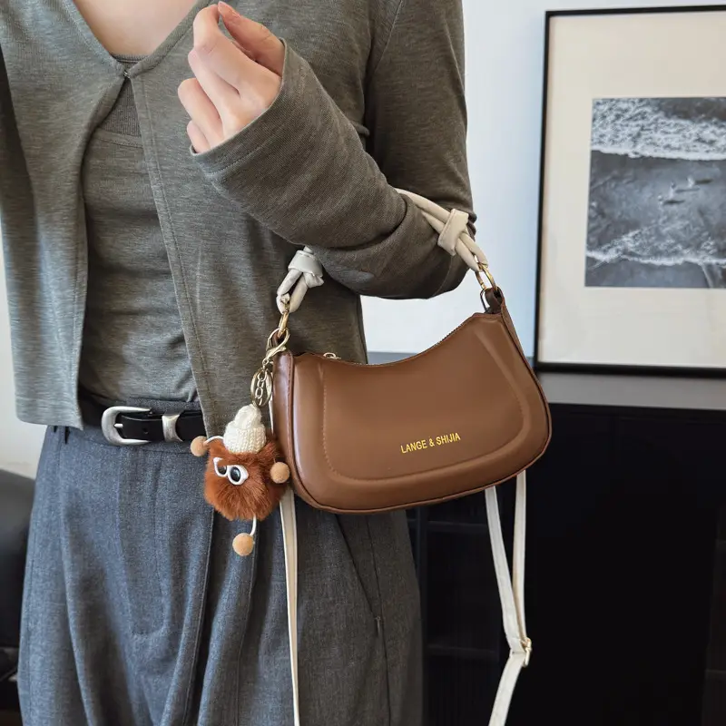 Women Shoulder Messenger Bag Brown Leather 2025 Spring New Style - Image 7