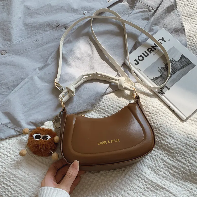 Women Shoulder Messenger Bag Brown Leather 2025 Spring New Style - Image 2