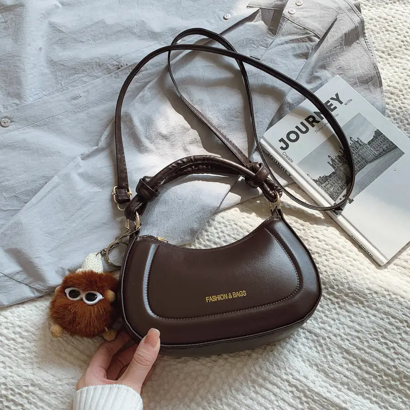 Women Shoulder Messenger Bag Brown Leather 2025 Spring New Style - Image 3