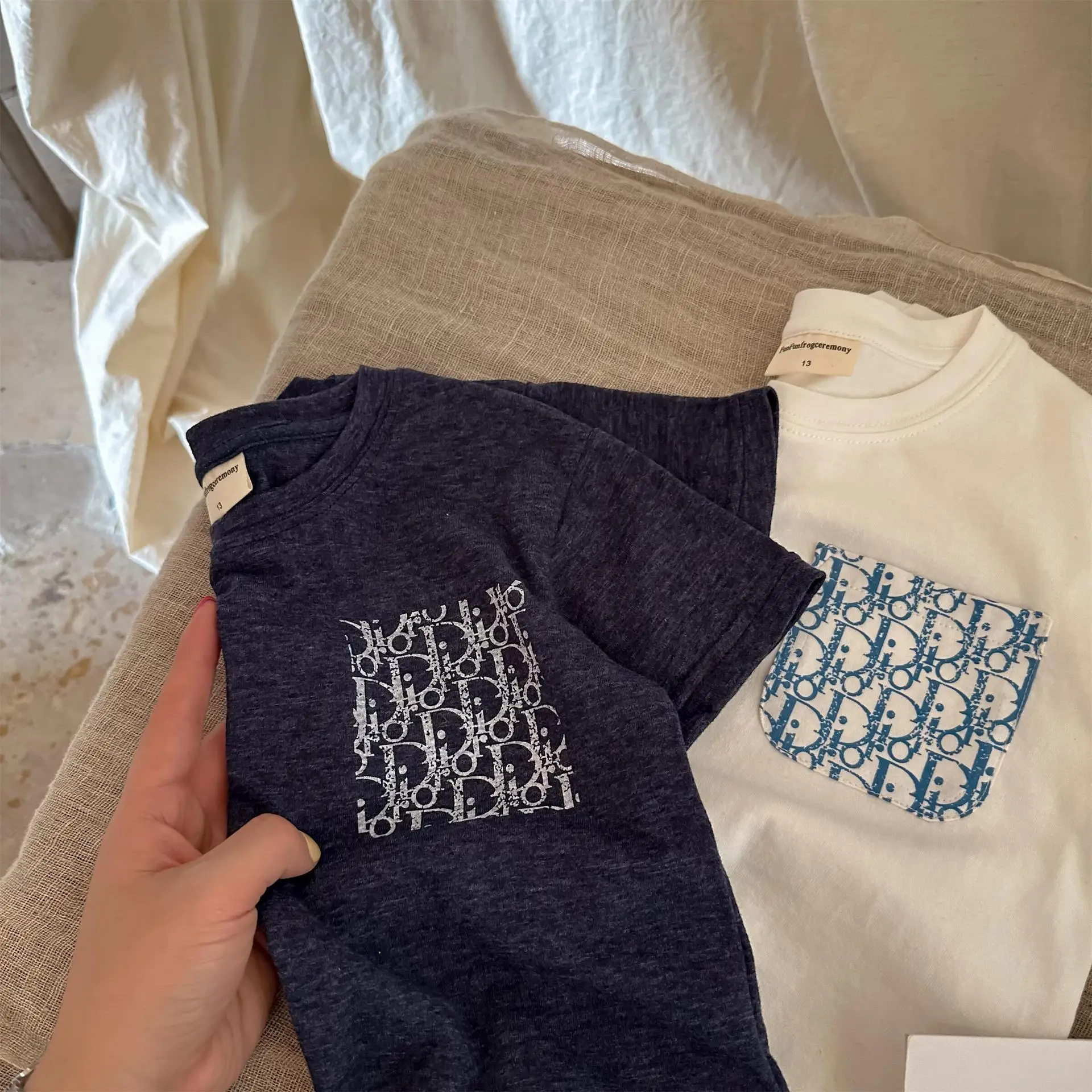 Sweet Boy's Printed T-Shirt Set with Letter Embroidery - Image 6