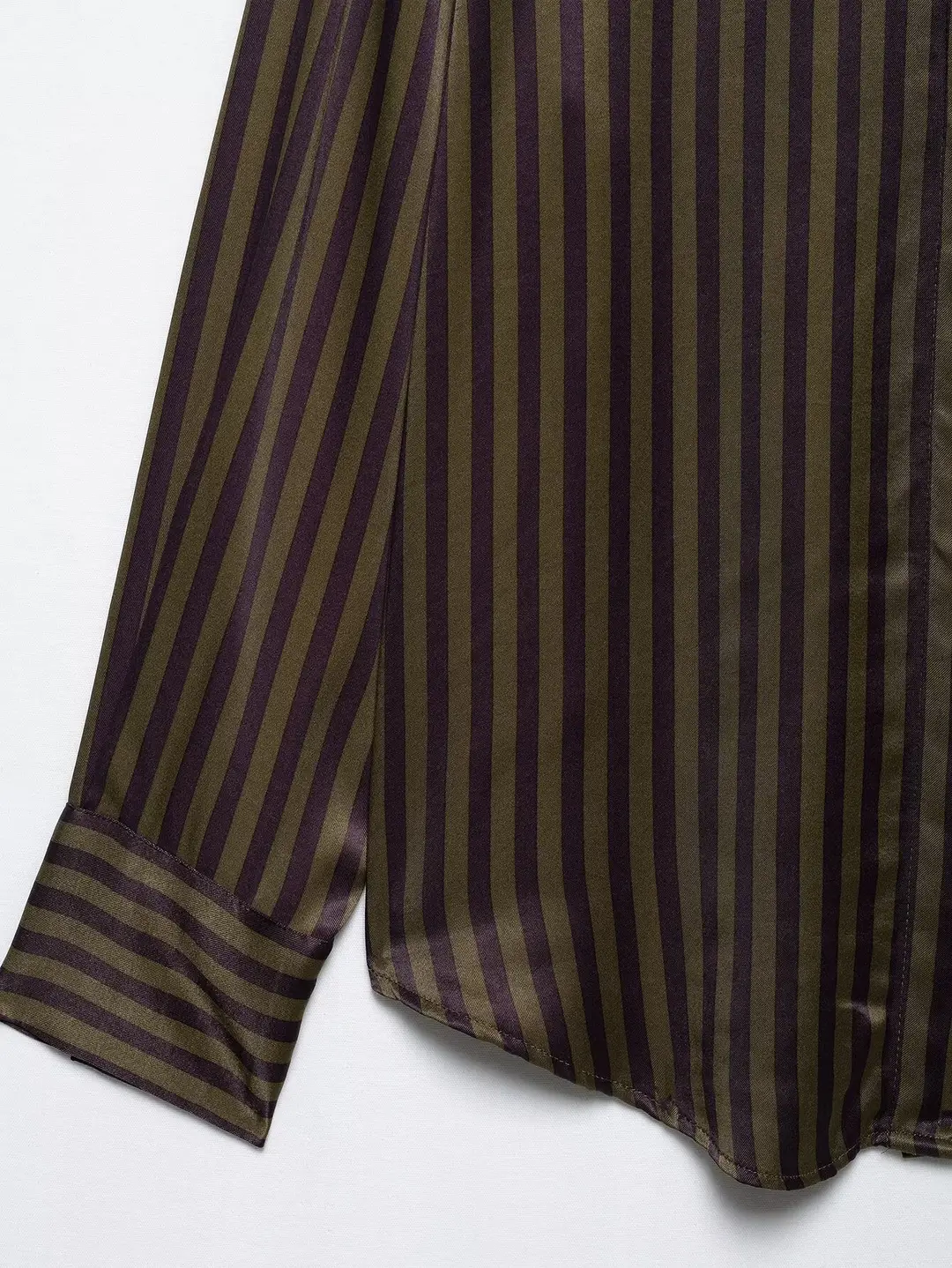 Europe and the United States foreign trade wholesale 2025 summer new women's striped silk satin texture shirt pants suit women — feature 8