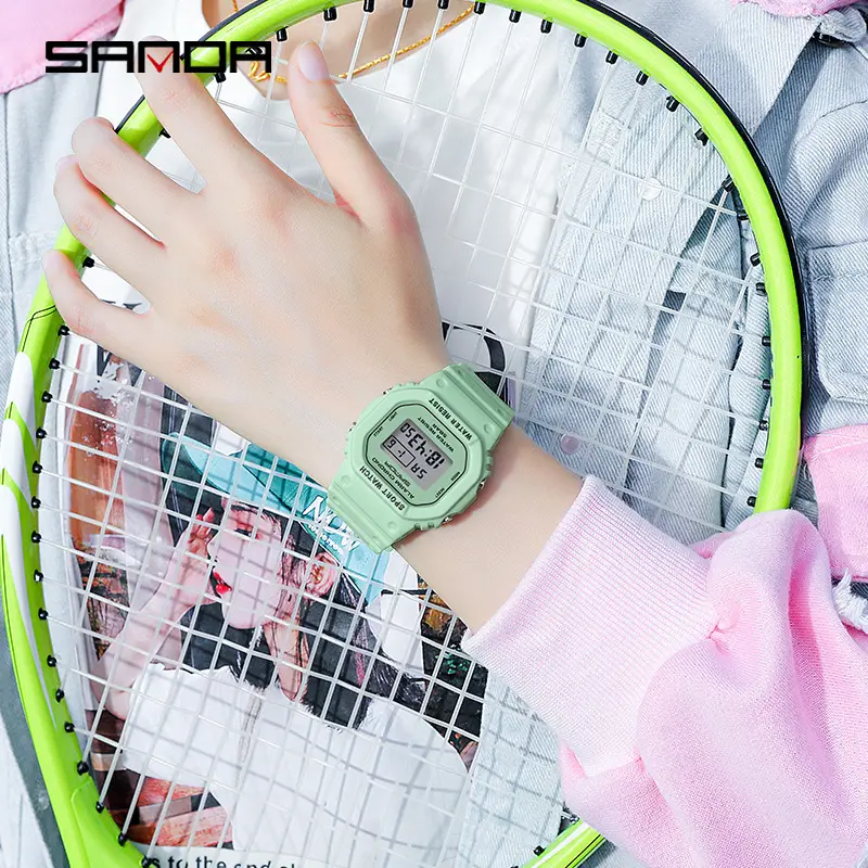 Sanda Digital Sports Watch Light Green Waterproof - Image 27