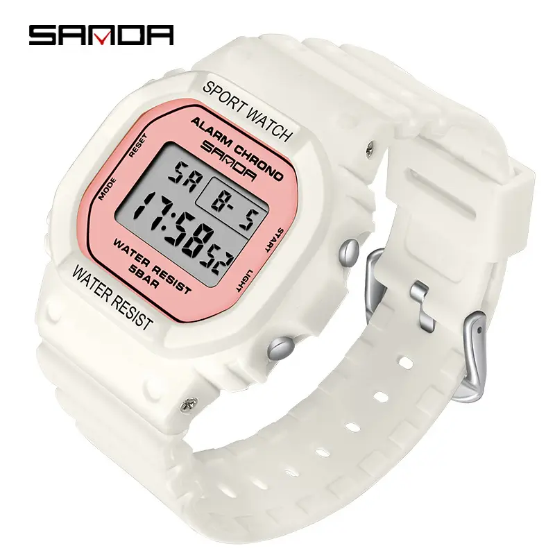 Sanda Digital Sports Watch Light Green Waterproof - Image 30