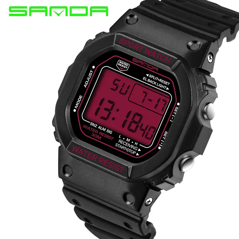 Sanda Digital Sports Watch Light Green Waterproof - Image 17