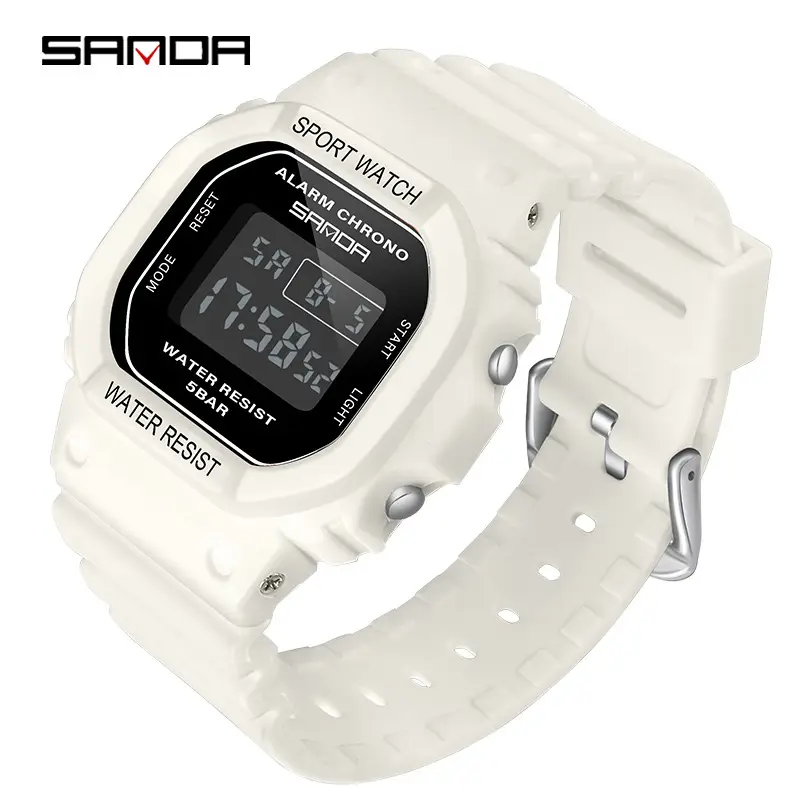 Sanda Digital Sports Watch Light Green Waterproof - Image 2