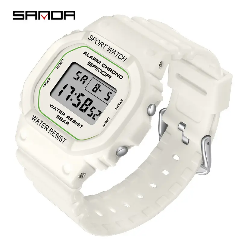Sanda Digital Sports Watch Light Green Waterproof - Image 3