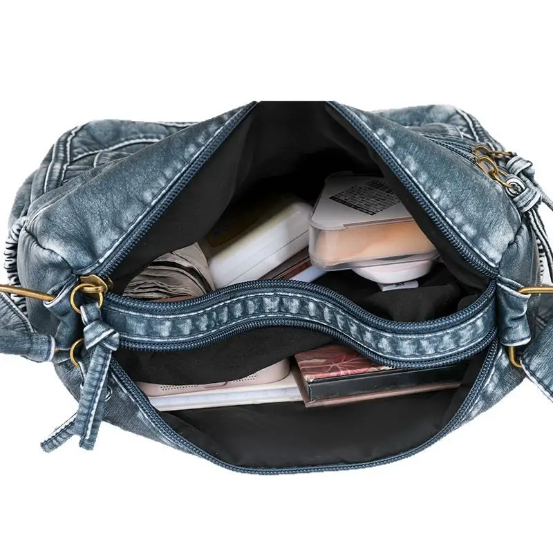 Women's Denim Crossbody Bag with Adjustable Strap - Image 9