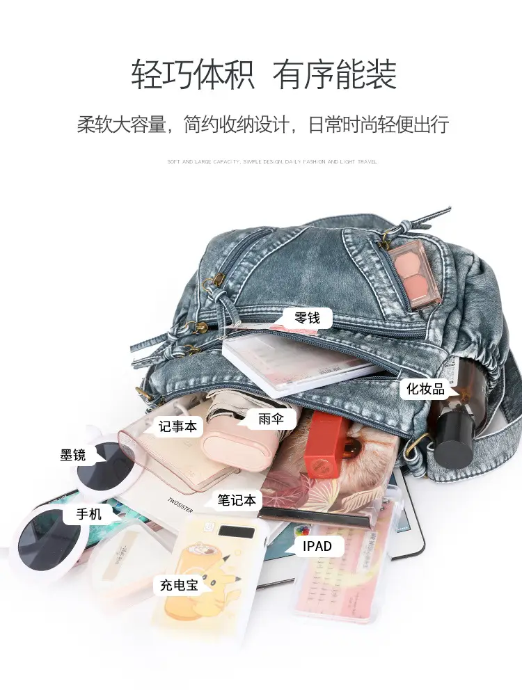 Women's Denim Crossbody Bag with Adjustable Strap — feature 12