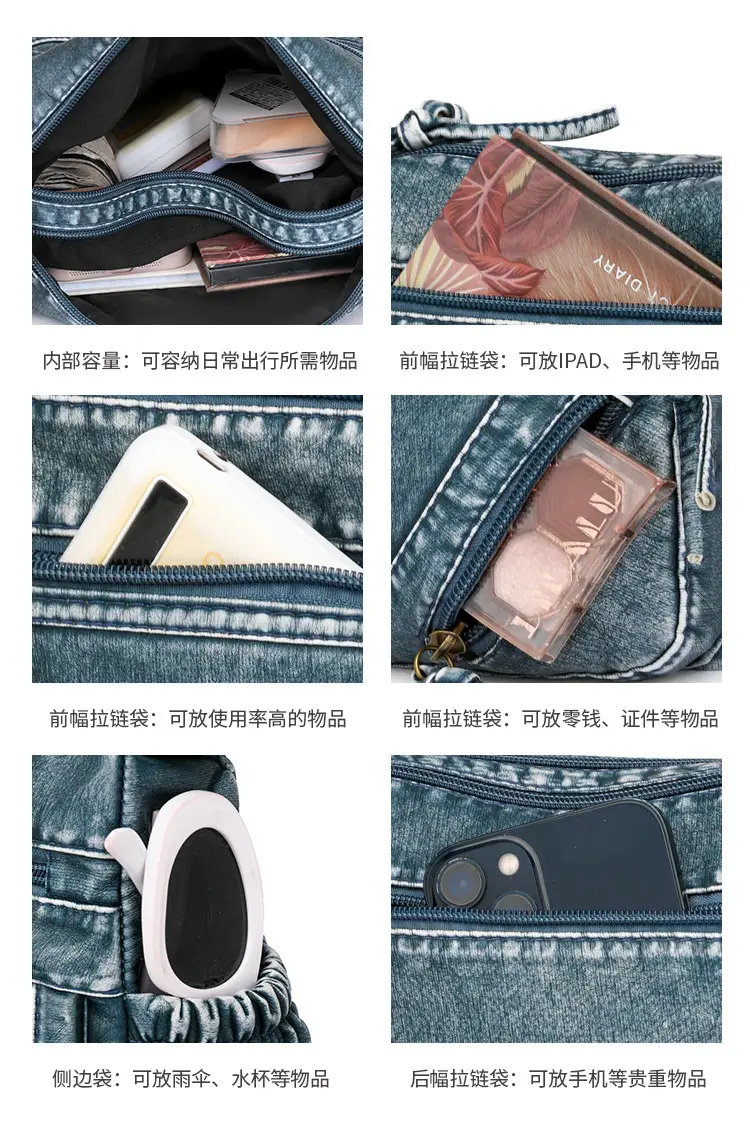 Women's Denim Crossbody Bag with Adjustable Strap — feature 14