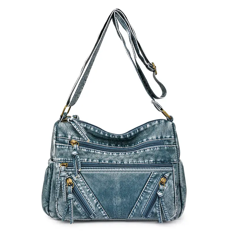 Women's Denim Crossbody Bag with Adjustable Strap - Image 4