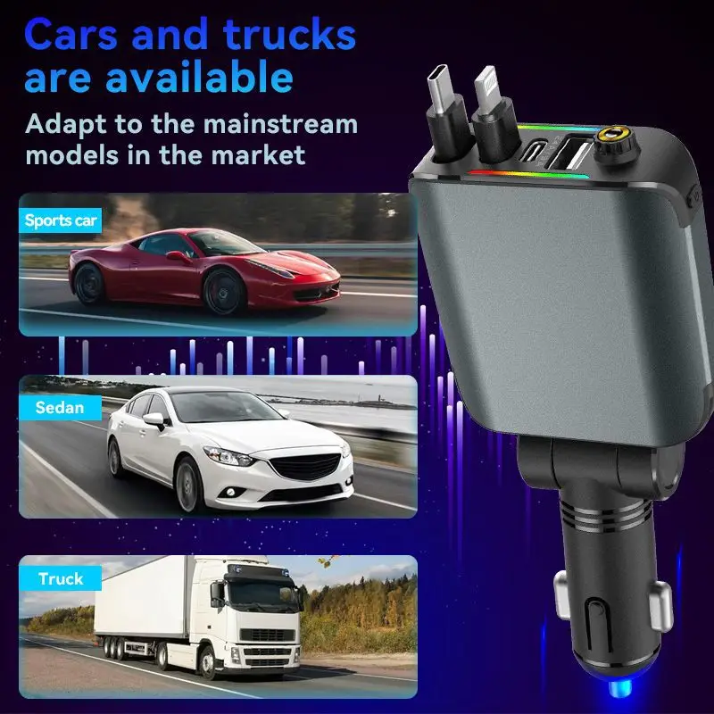 Cross-border E1 Purple Lamp Car Charger 120W Fast Charging - Image 5