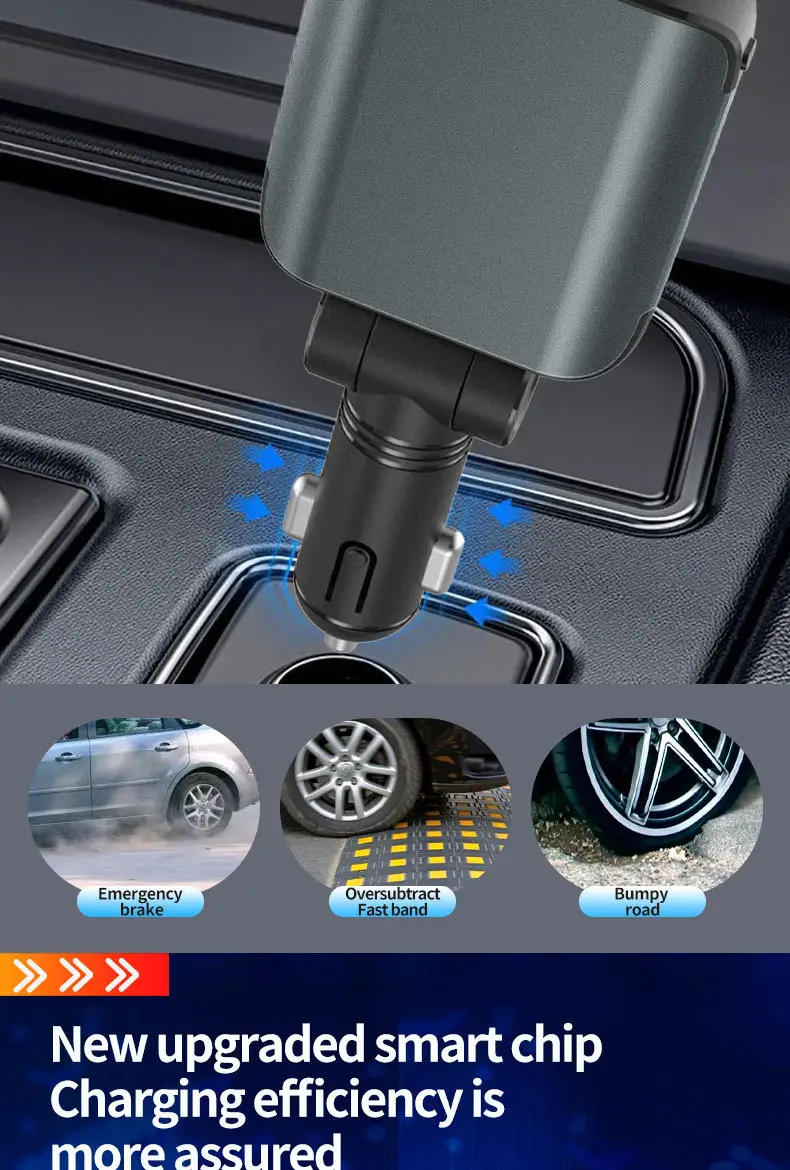 Cross-border E1 Purple Lamp Car Charger 120W Fast Charging — feature 11