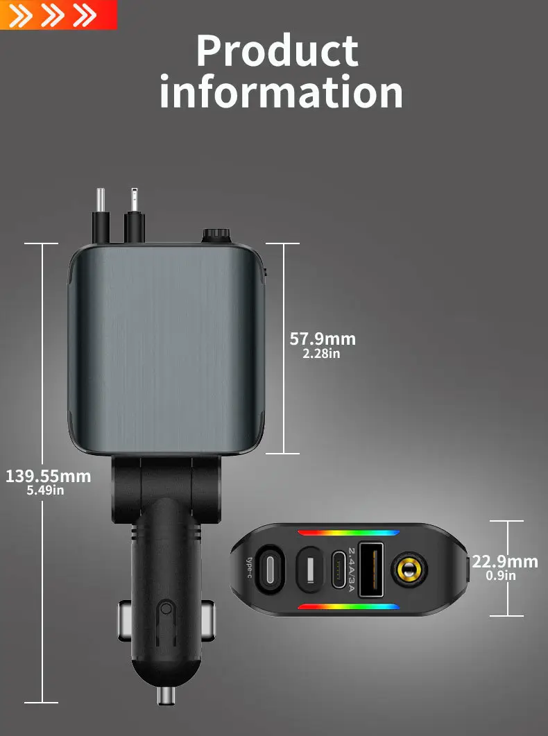 Cross-border E1 Purple Lamp Car Charger 120W Fast Charging — feature 15