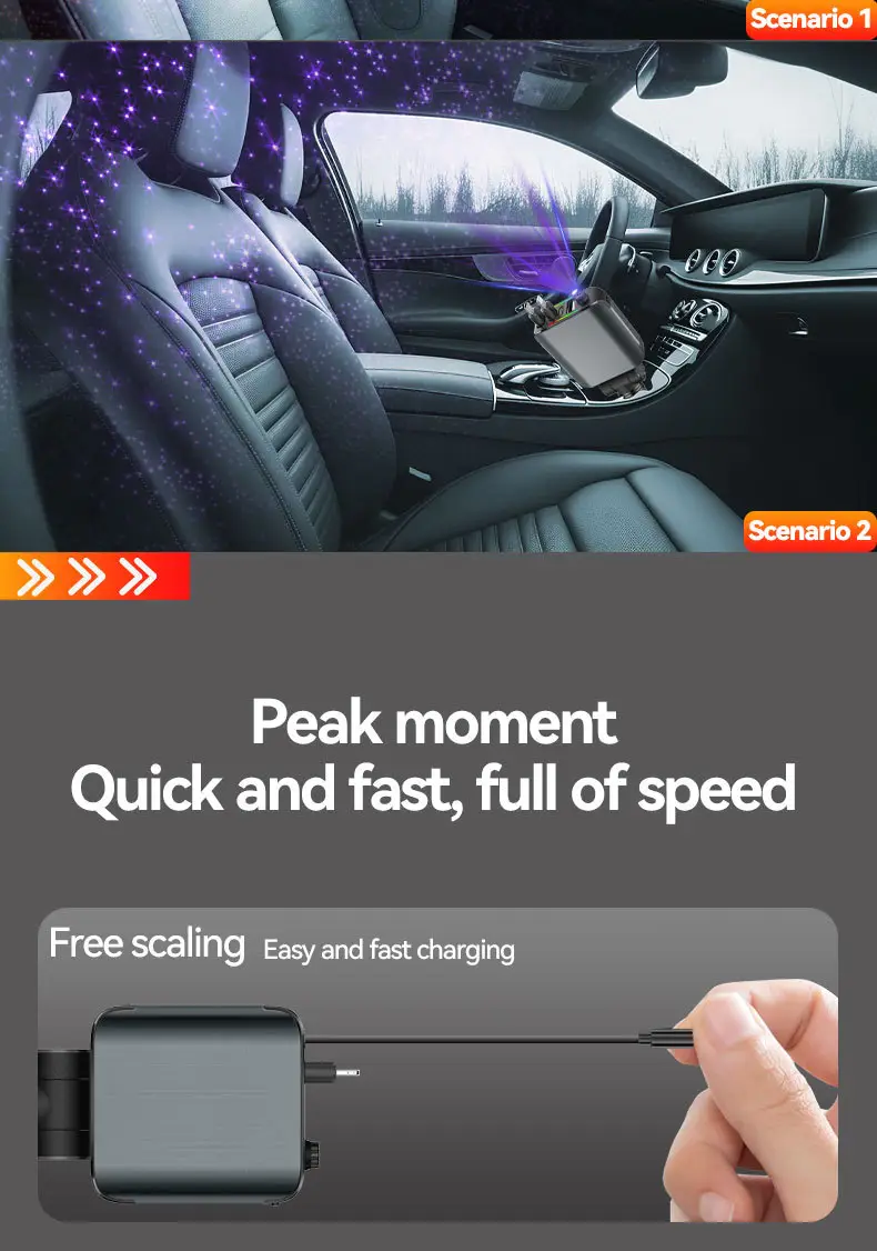 Cross-border E1 Purple Lamp Car Charger 120W Fast Charging — feature 3
