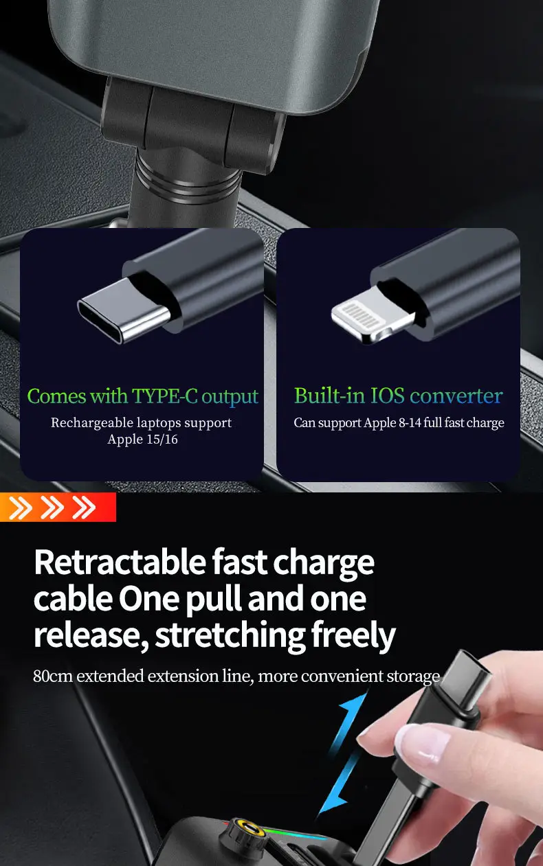 Cross-border E1 Purple Lamp Car Charger 120W Fast Charging — feature 6