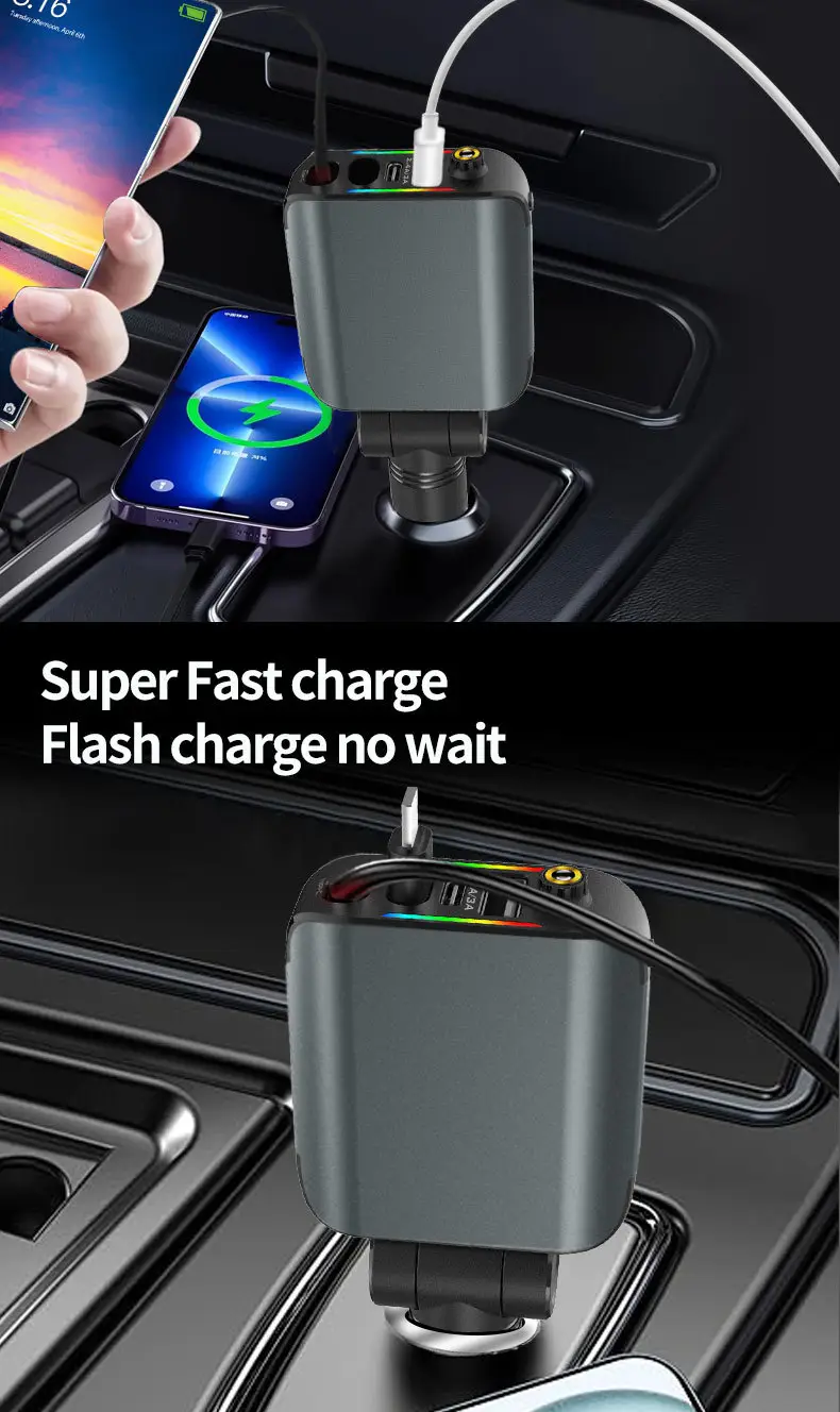 Cross-border E1 Purple Lamp Car Charger 120W Fast Charging — feature 8
