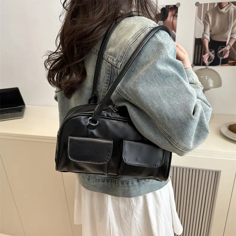 Western Style Shoulder Bag Orange Double Pocket 2025