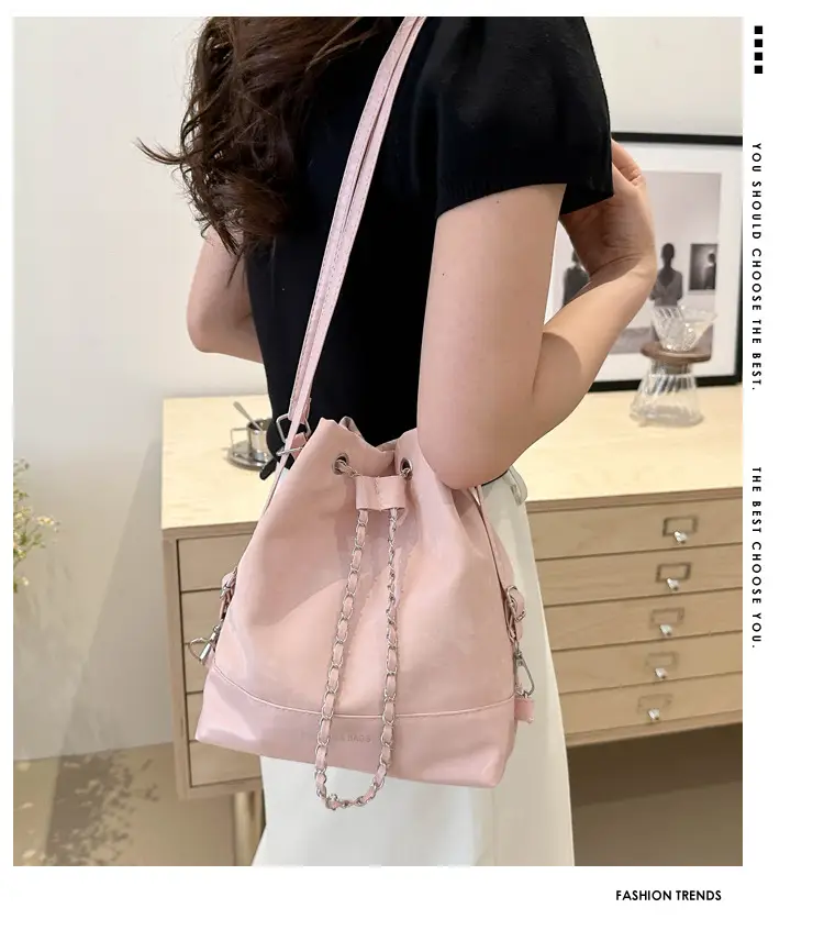 Pink Chain Zip Shoulder Bag for Women 2024 — feature 1