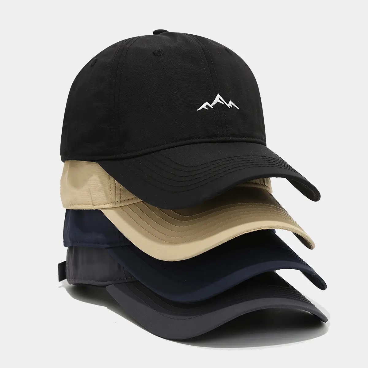 Black Embroidered Baseball Cap with Mountain Design - Image 5