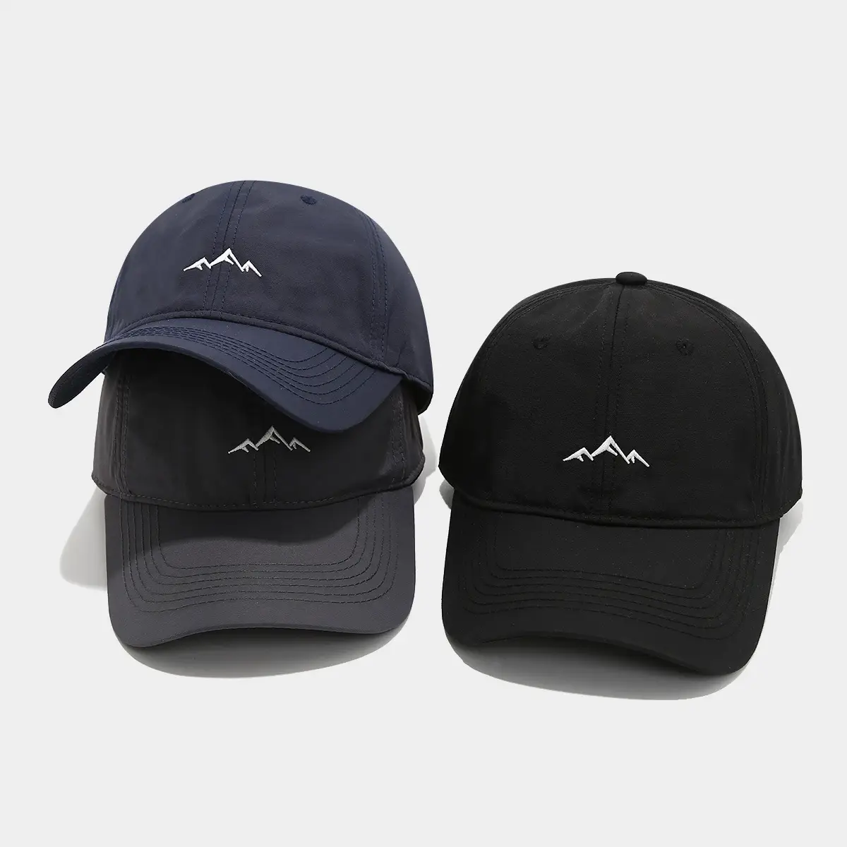 Black Embroidered Baseball Cap with Mountain Design - Image 6