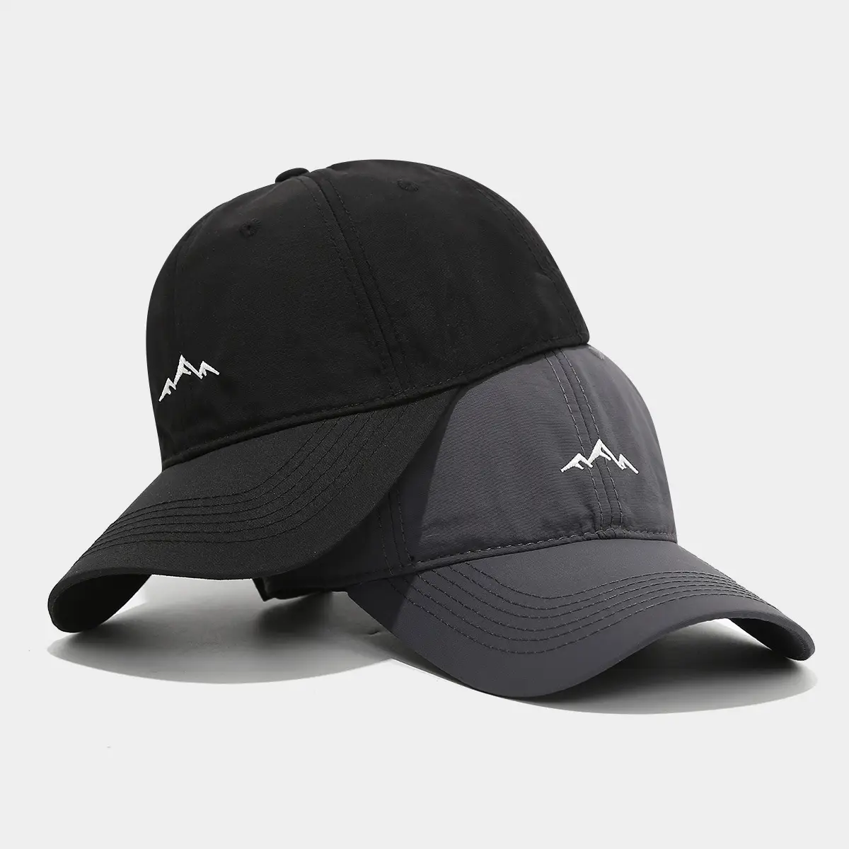 Black Embroidered Baseball Cap with Mountain Design - Image 7