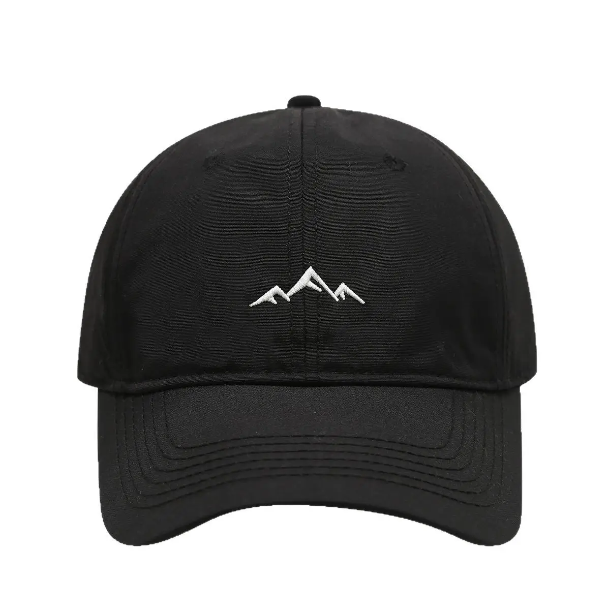Black Embroidered Baseball Cap with Mountain Design - Image 8