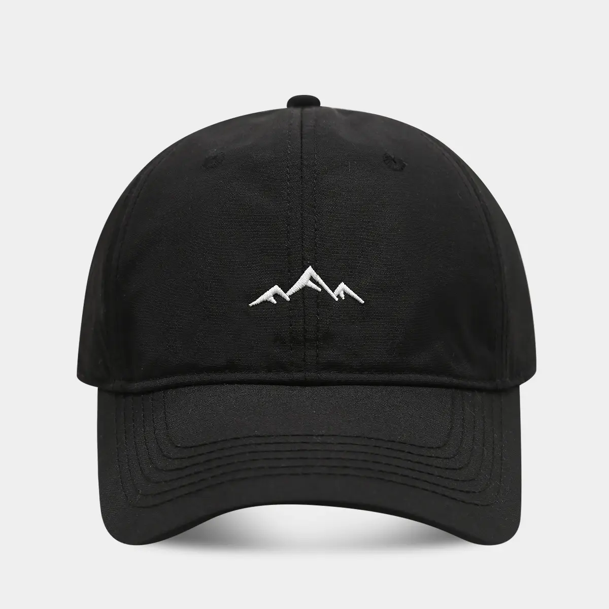 Black Embroidered Baseball Cap with Mountain Design — feature 5