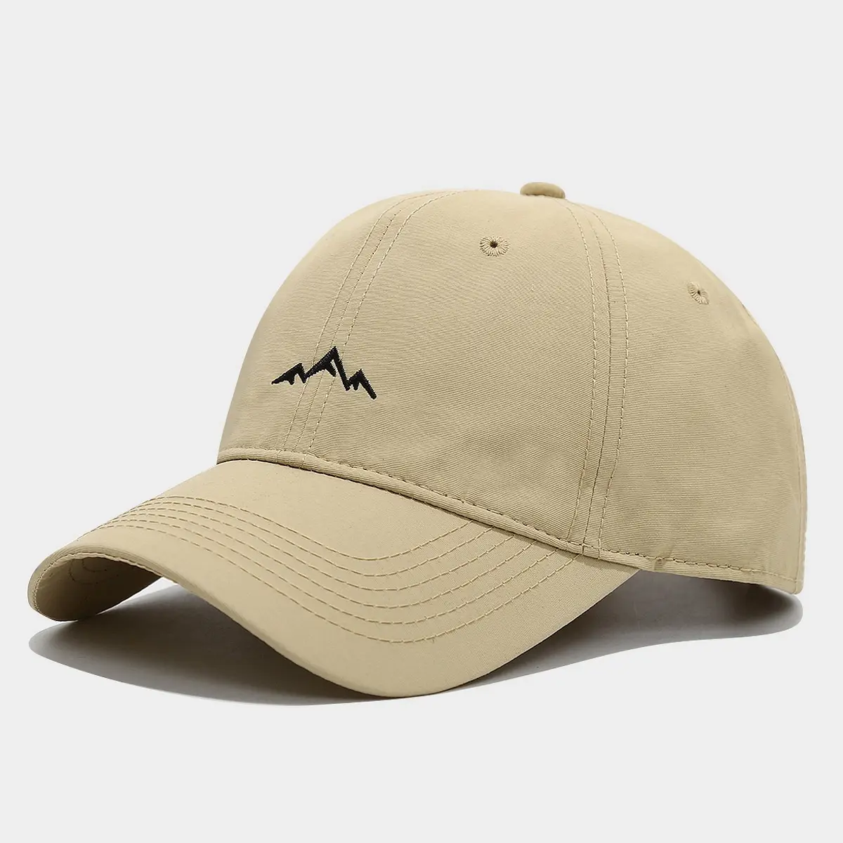 Black Embroidered Baseball Cap with Mountain Design - Image 2