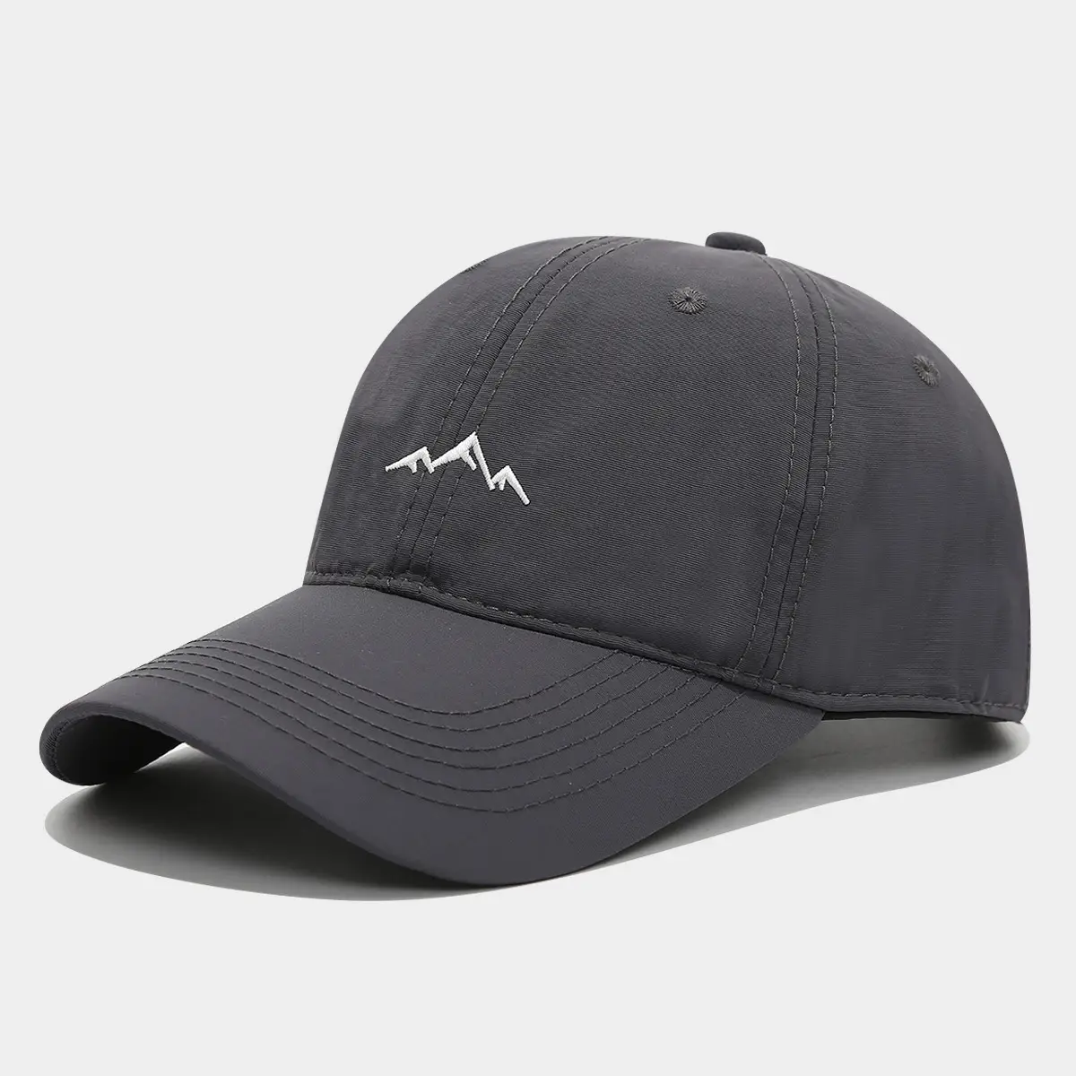 Black Embroidered Baseball Cap with Mountain Design - Image 3