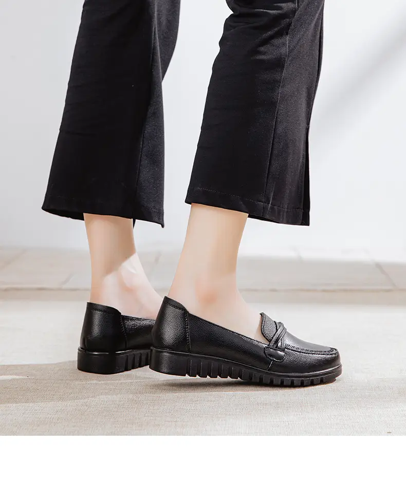 Genuine Leather Women's Shoes Casual Women's Single Shoes Top Layer Cowhide Non-slip Soft-soled Leather Shoes Middle-aged and Elderly Flat Shoes Leather Shoes for Mothers — feature 10