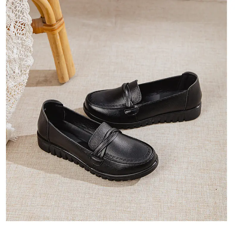 Genuine Leather Women's Shoes Casual Women's Single Shoes Top Layer Cowhide Non-slip Soft-soled Leather Shoes Middle-aged and Elderly Flat Shoes Leather Shoes for Mothers — feature 12