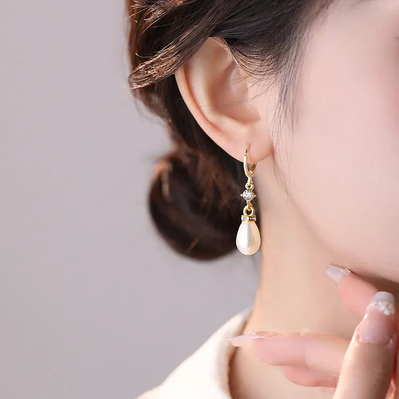 Pearl Drop Earrings Antique Chinese Style Gold Plated — feature 2