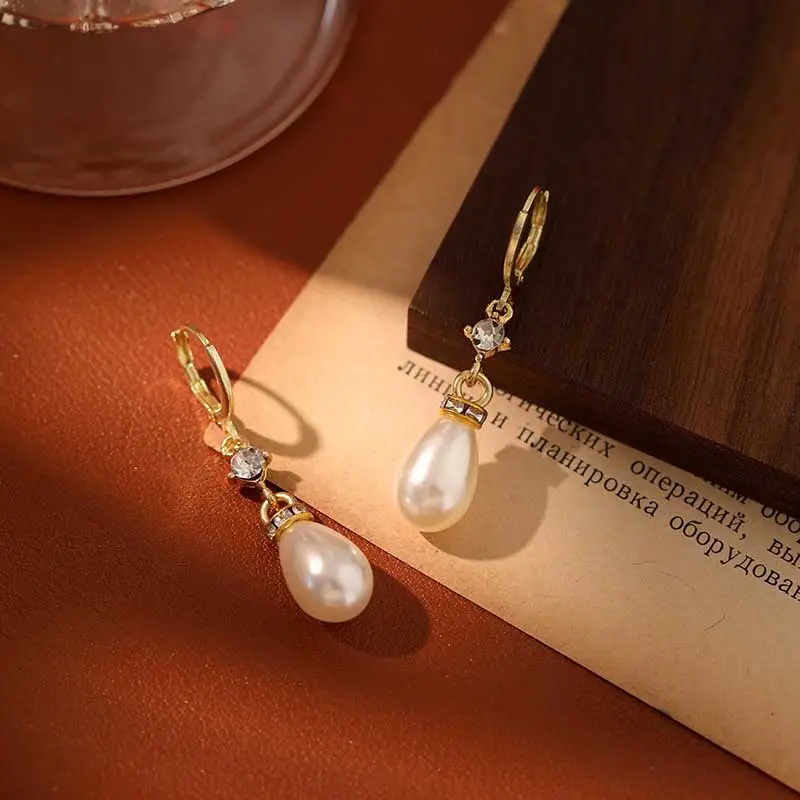 Pearl Drop Earrings Antique Chinese Style Gold Plated — feature 6