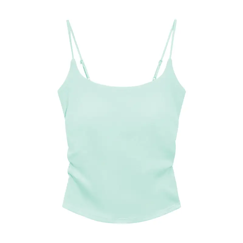 Dopamine Fresh Small Camisole Women's Top with Chest Pad Pleated Outer Wear Inner Slim-fit Base Pure Desire Girl Top