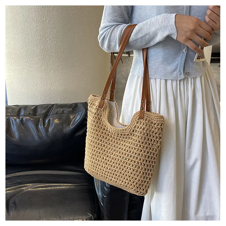 Women's Straw Woven Shoulder Bag Lazy Style Handheld — feature 10