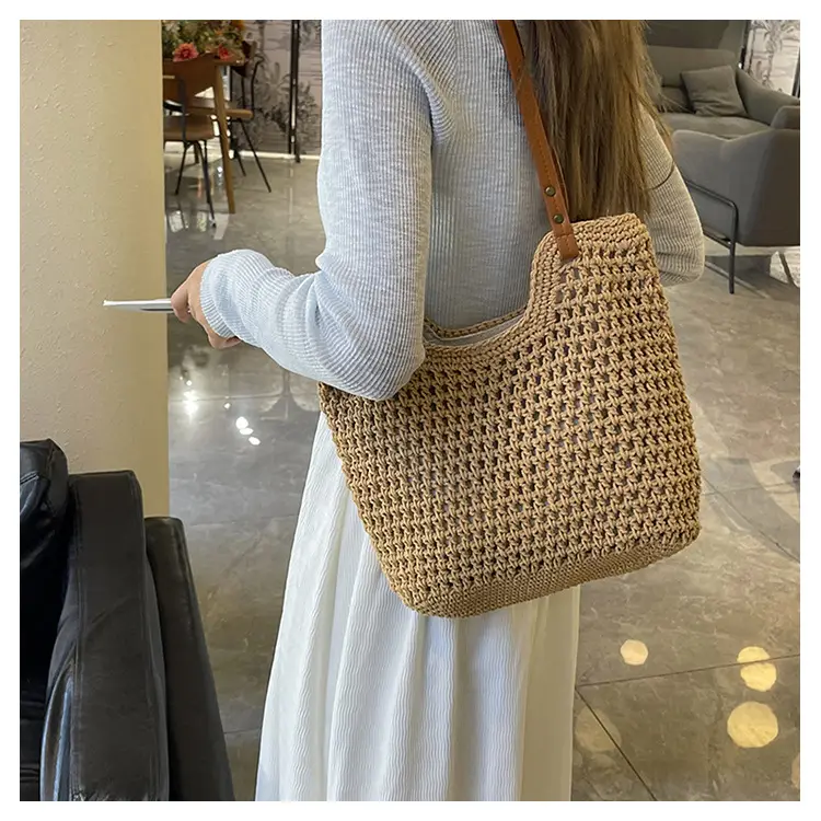 Women's Straw Woven Shoulder Bag Lazy Style Handheld — feature 11