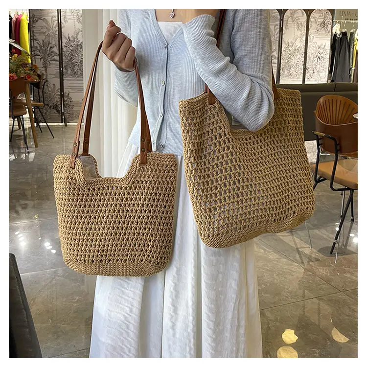Women's Straw Woven Shoulder Bag Lazy Style Handheld — feature 12