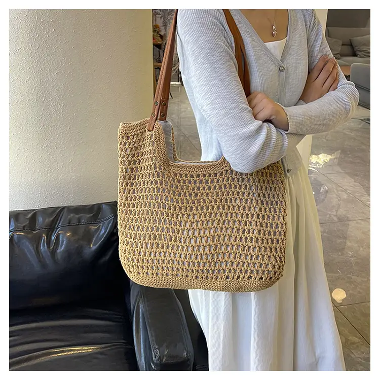 Women's Straw Woven Shoulder Bag Lazy Style Handheld — feature 13