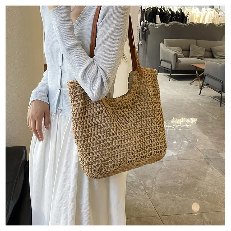 Women's Straw Woven Shoulder Bag Lazy Style Handheld — feature 15