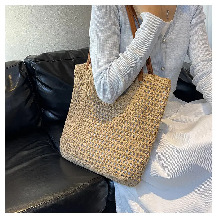 Women's Straw Woven Shoulder Bag Lazy Style Handheld — feature 17