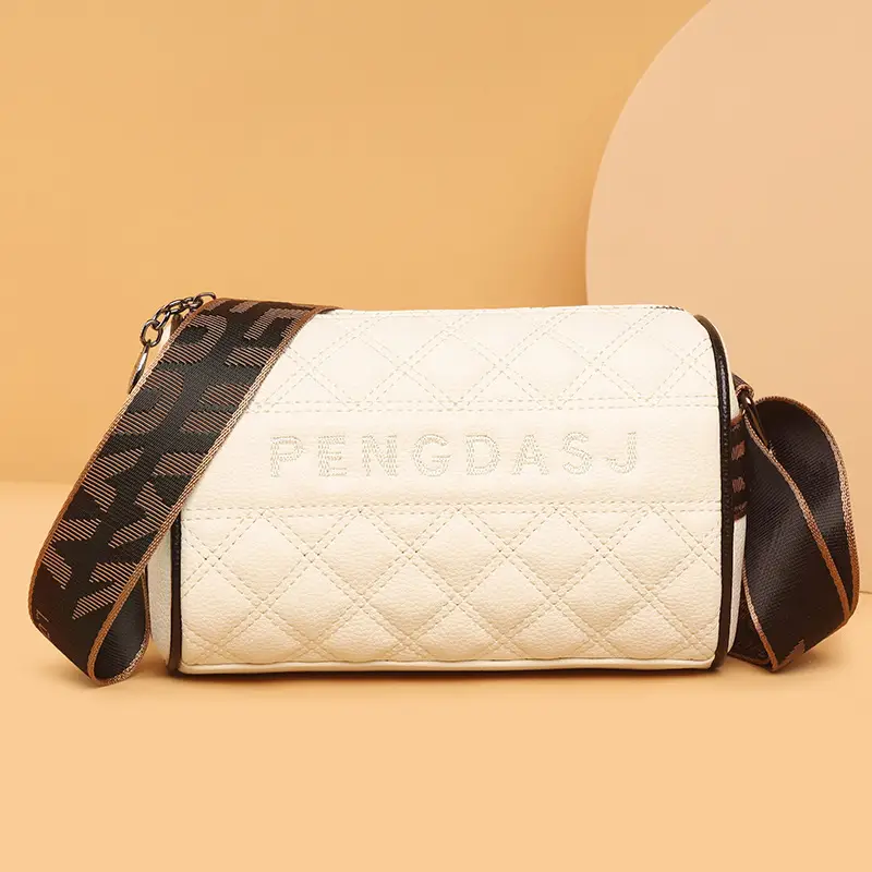 Lingge Double Bread Embroidery Shoulder Bag Black - Image 6
