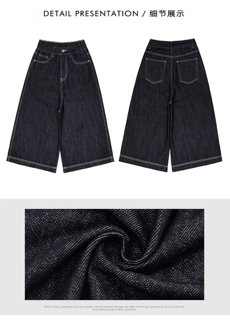 Women Dark Blue Wide Leg Tannin Crop Pants 2025 — feature 5