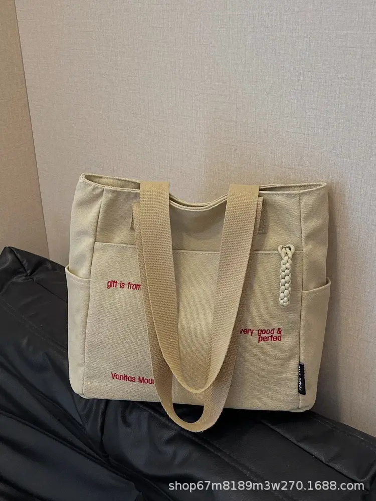 Women Canvas Shoulder Bag Large Capacity 2025 Spring Summer - Image 9