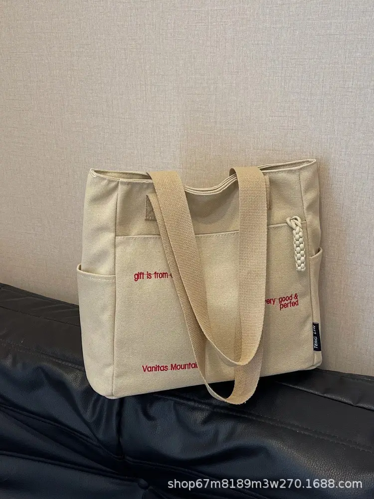 Women Canvas Shoulder Bag Large Capacity 2025 Spring Summer — feature 2