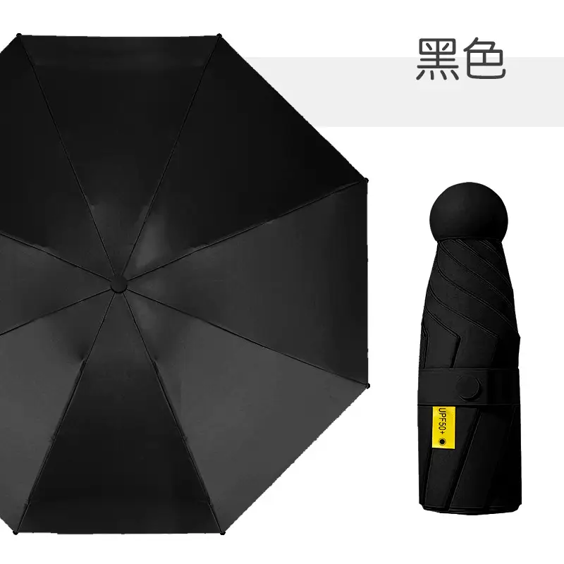 Mini Sunshade Umbrella 50% Fold Black Glue