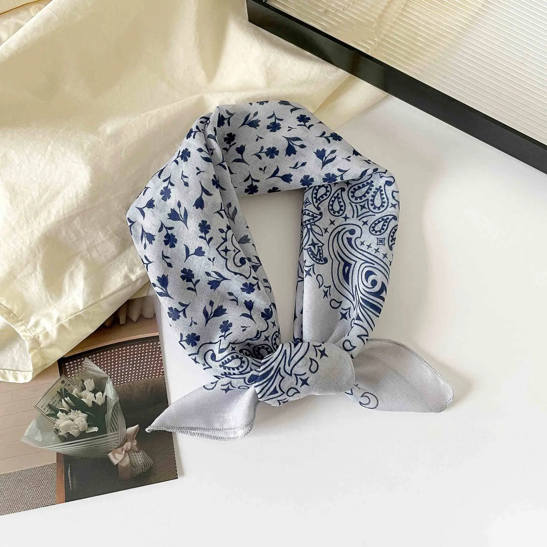 Plaid Leopard Print Scarf for Women Brown - Image 17