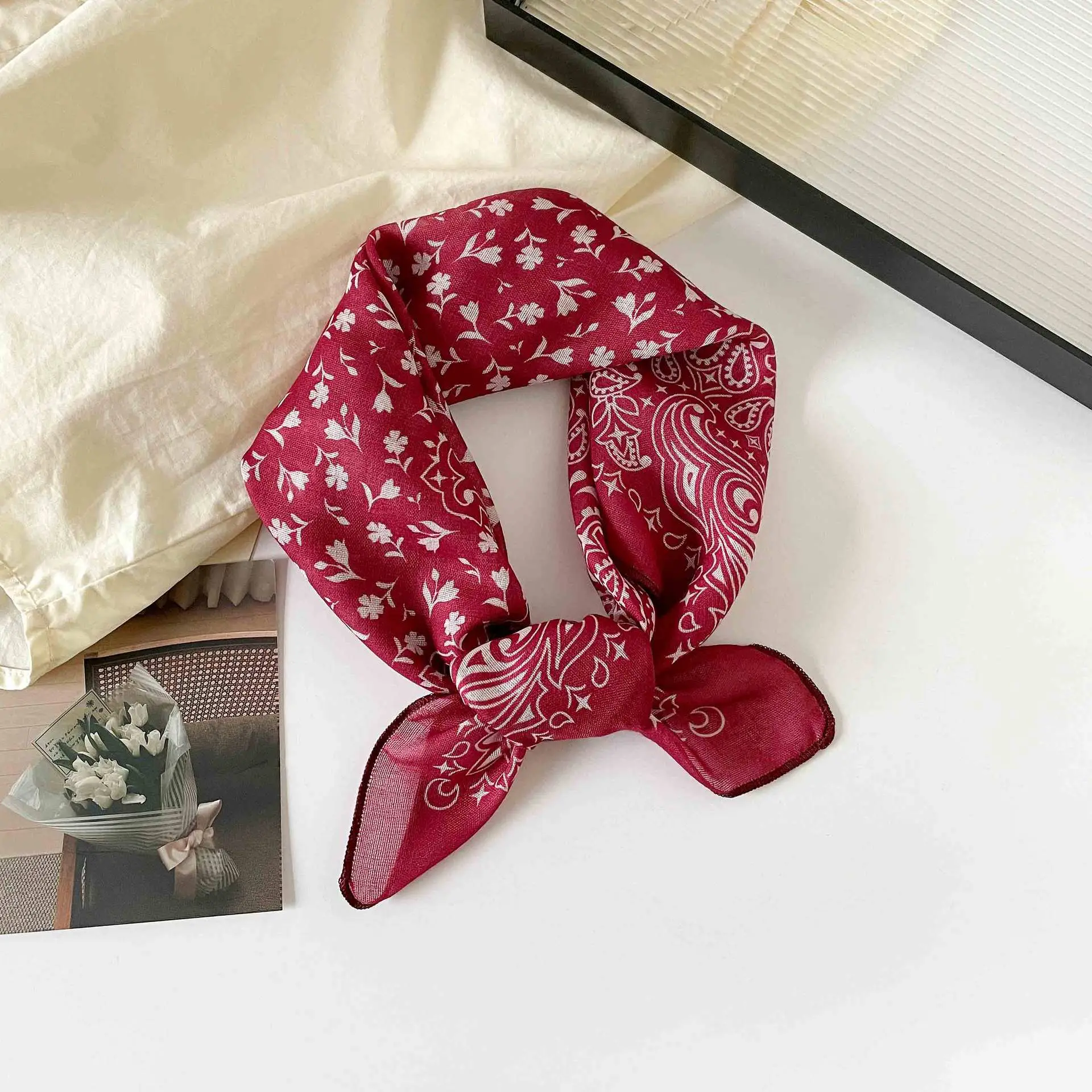 Plaid Leopard Print Scarf for Women Brown - Image 18