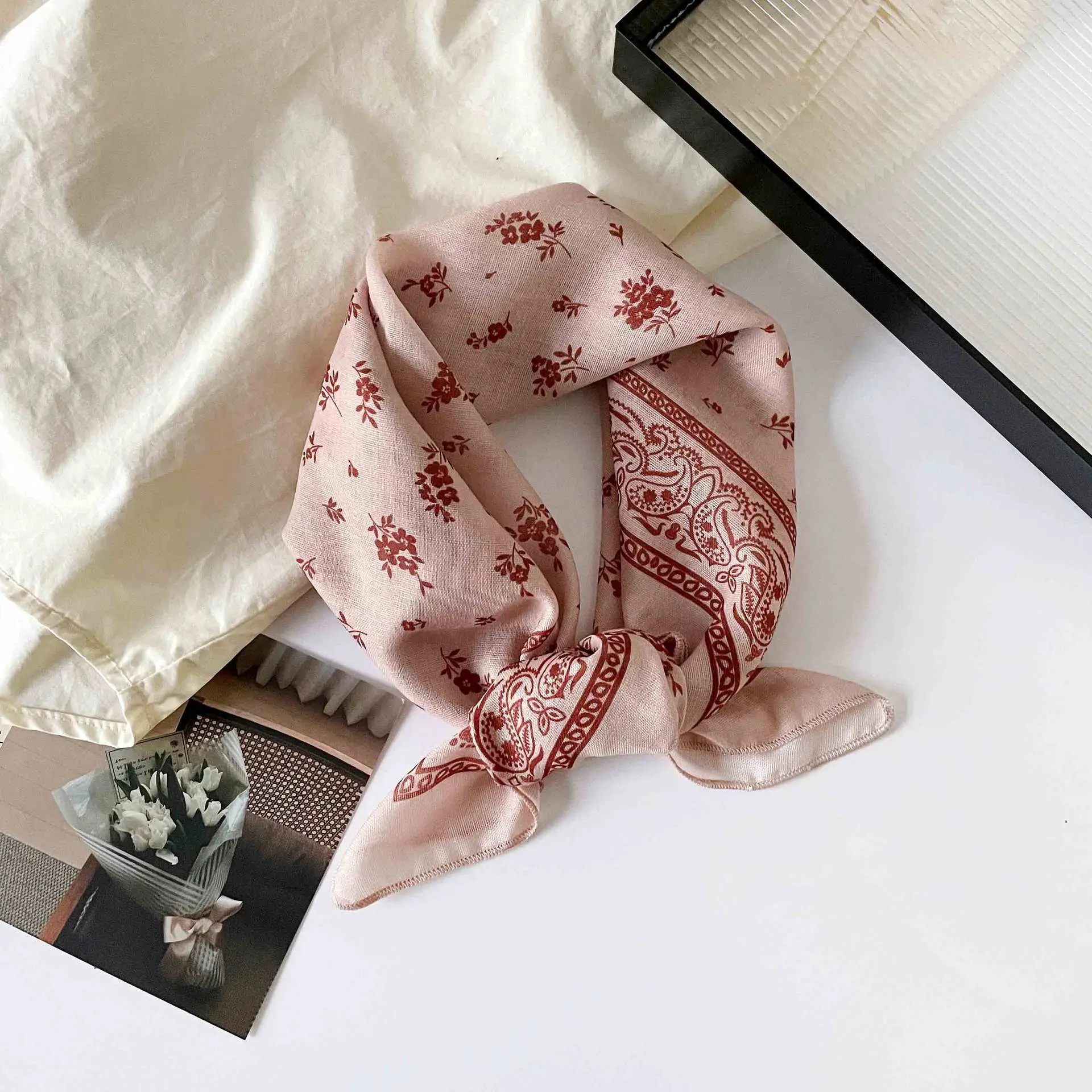 Plaid Leopard Print Scarf for Women Brown - Image 27