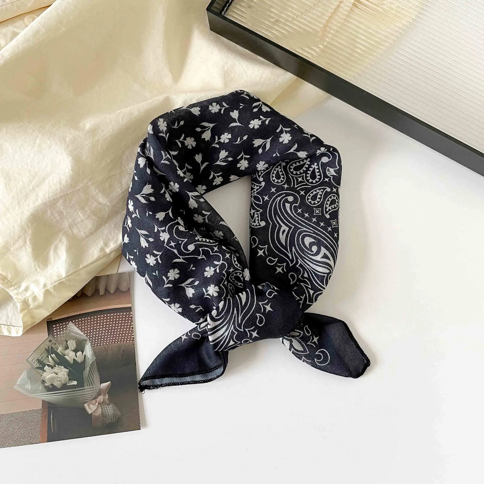 Plaid Leopard Print Scarf for Women Brown - Image 3