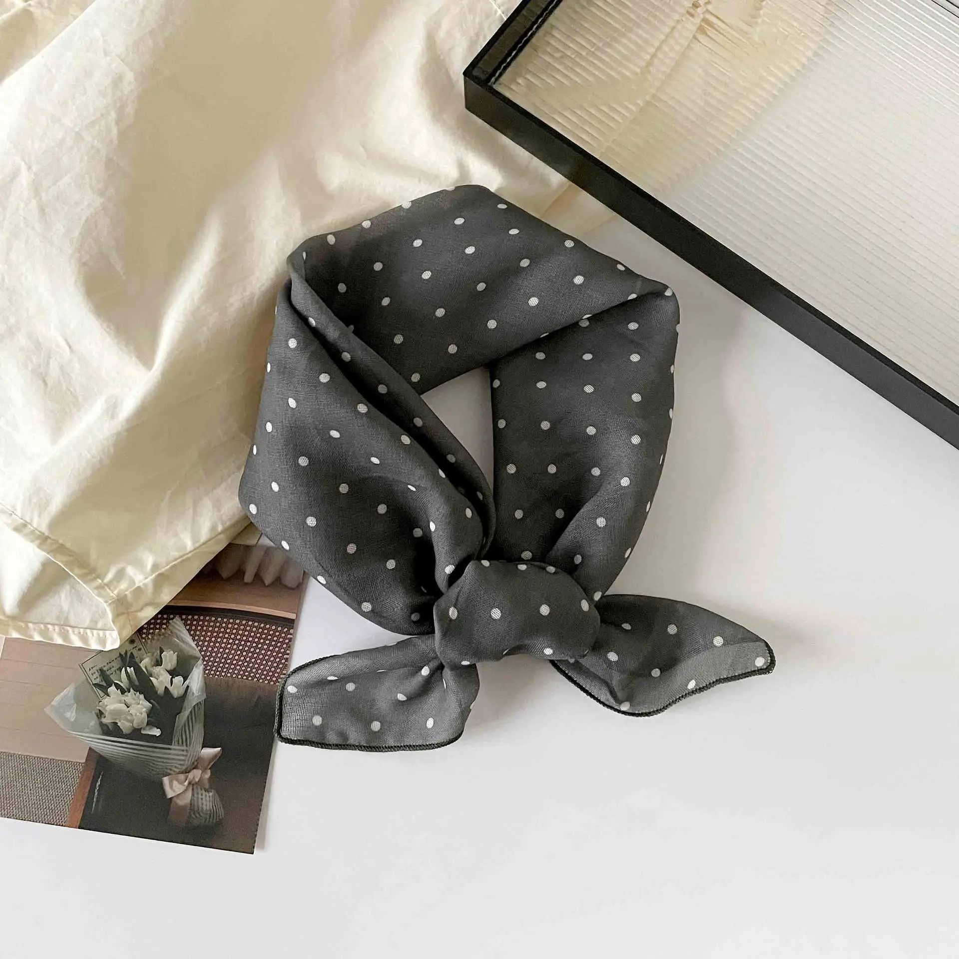 Plaid Leopard Print Scarf for Women Brown - Image 5